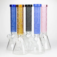 Load image into Gallery viewer, COBRA | 14" Sandblasted Geometric Graphic 7mm Glass Bong
