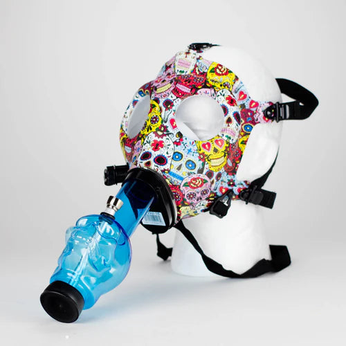 Silicone Full Face Gas Mask Bong with Acrylic Skull Tube