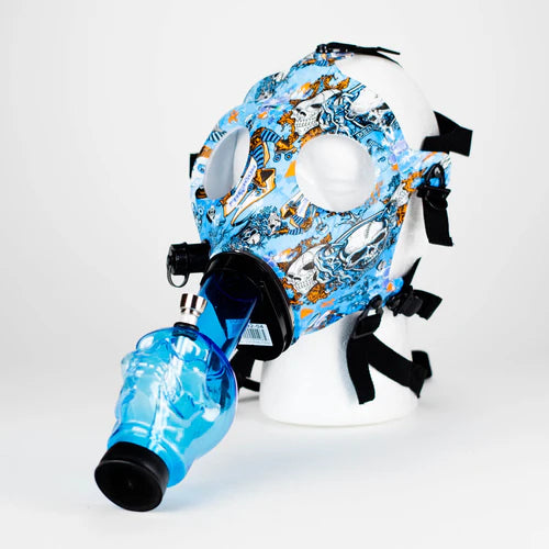 Silicone Full Face Gas Mask Bong with Acrylic Skull Tube