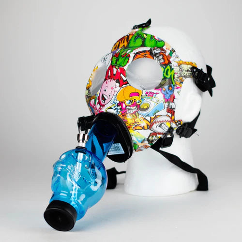 Silicone Full Face Gas Mask Bong with Acrylic Skull Tube