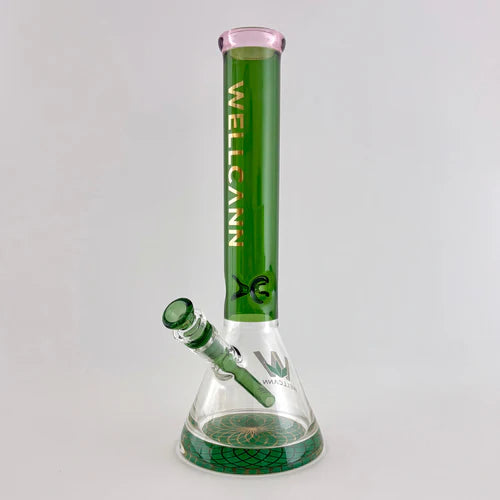 Wellcann | 14" Thickened Base Geometric Gold Beaker Glass Bong