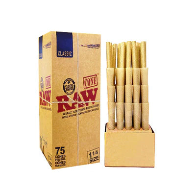 Raw Classic 1 1/4 Pre Rolled Cones - 75ct