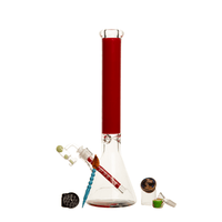 Load image into Gallery viewer, 18&quot; 9mm NH Font Beaker Bong w/ Base Art 1 - Red
